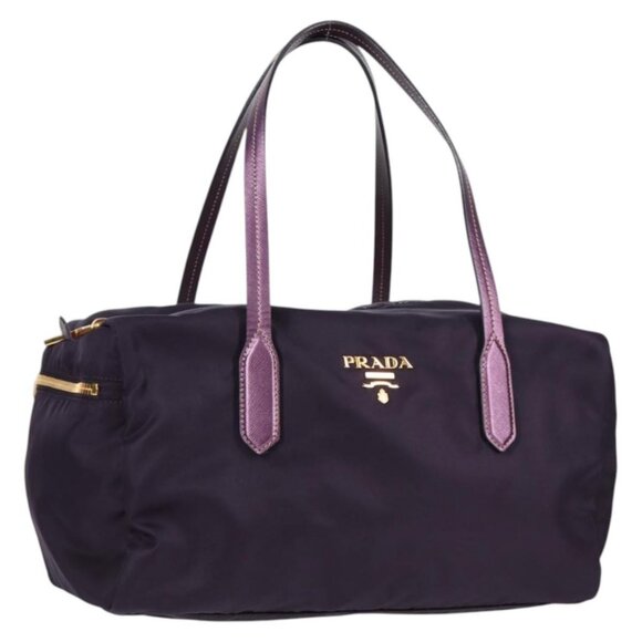 PRADA Shoulder Bag Nylon Purple Gold Auth BA4080V - Picture 1 of 16